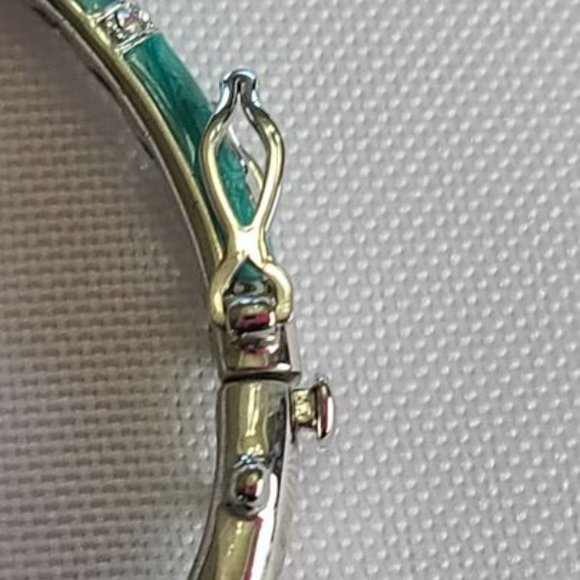 🎀 Lauren G Adams Turquoise Pearlized Enamel Bangle Bracelet – Silvertone 🎀 - Picture 6 of 6